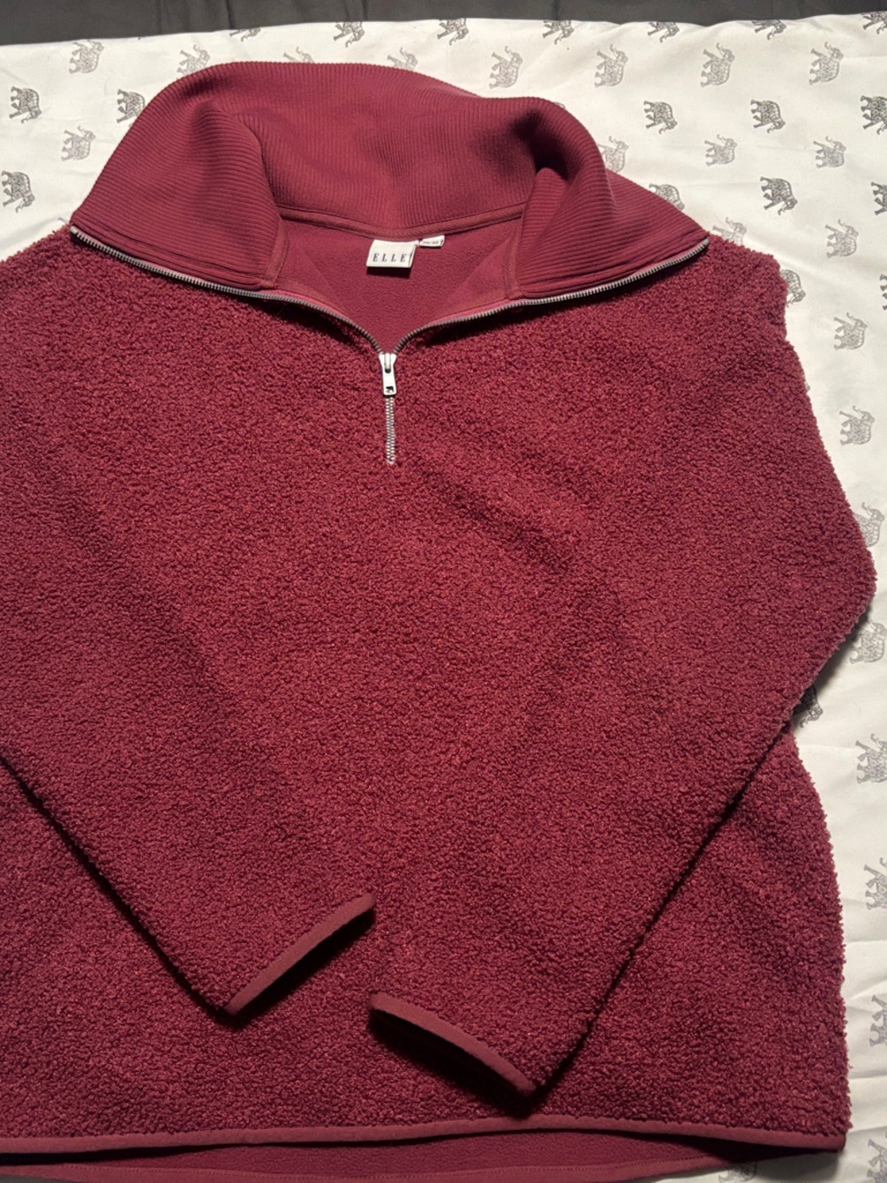 Elle Maroon Half-Zip Sherpa Pullover